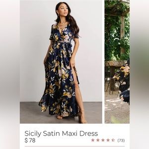 Baltic Born Sicily Satin Maxi Dress - Navy Floral